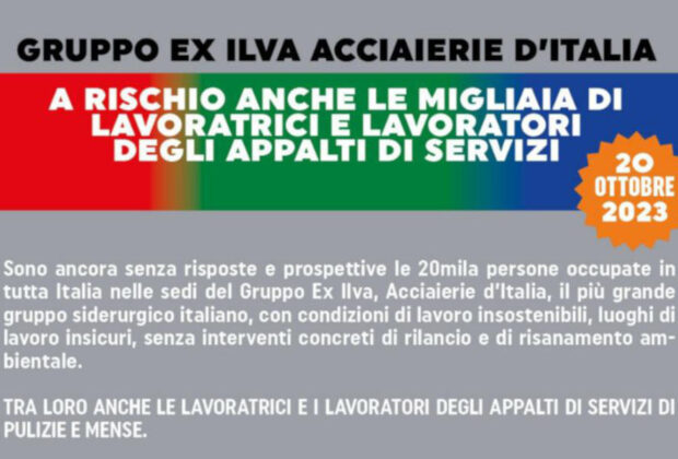 Ex Ilva, servizi in appalto: sciopero il 20 ottobre per 2mila addetti